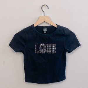 Cropped Baby Tee y2k Style Bedazzled T-shirt